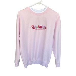 Grandma Sweater Womens Medium Pink Christmas Santa Embroidered Sweatshirt